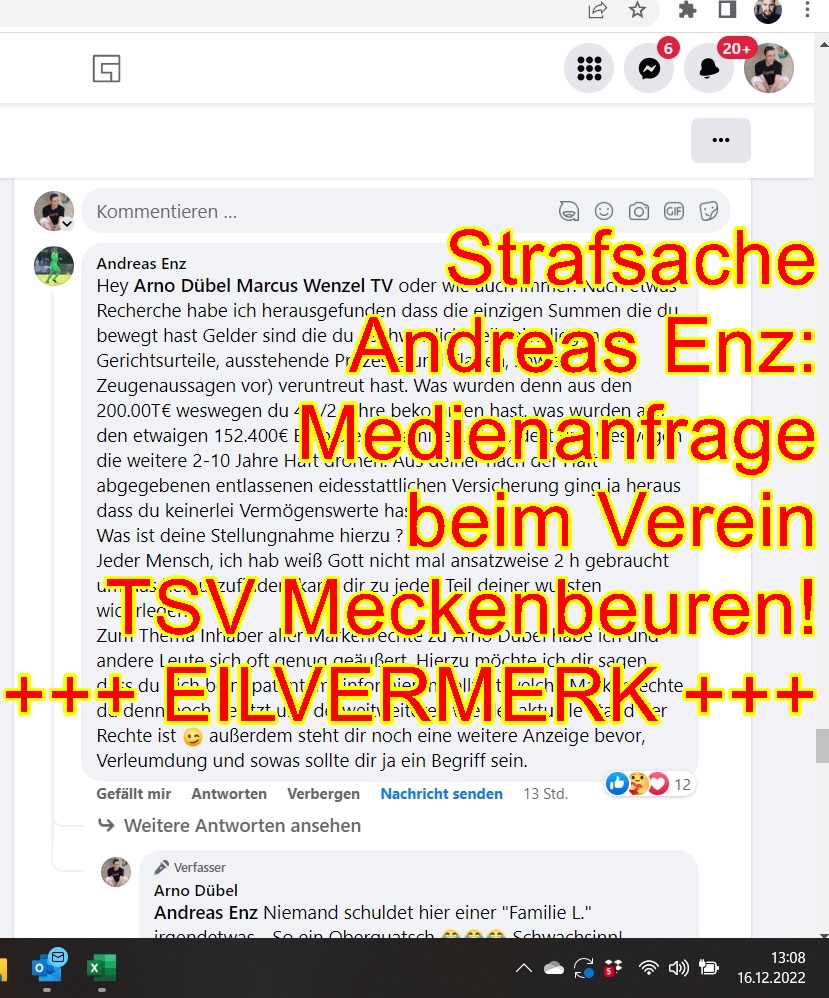 Medienanfrage beim TSV Meckenbeuren wegen Ermittlungen gegen Torwart Andreas Enz | Strafsache