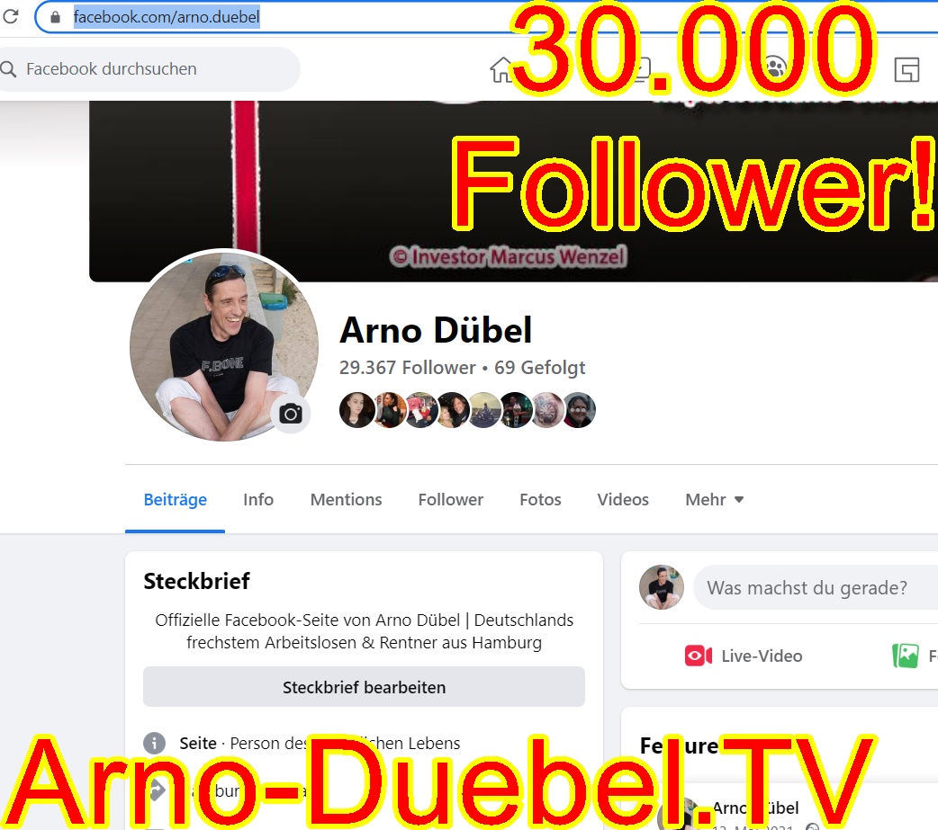 Hartz 4 König & Rentner Arno Dübel fast 30.000 Follower auf Facebook!