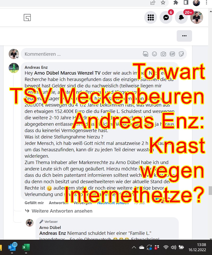Beschuldigter mit Strafanzeige Andreas Enz Torwart beim TSV Meckenbeuren!