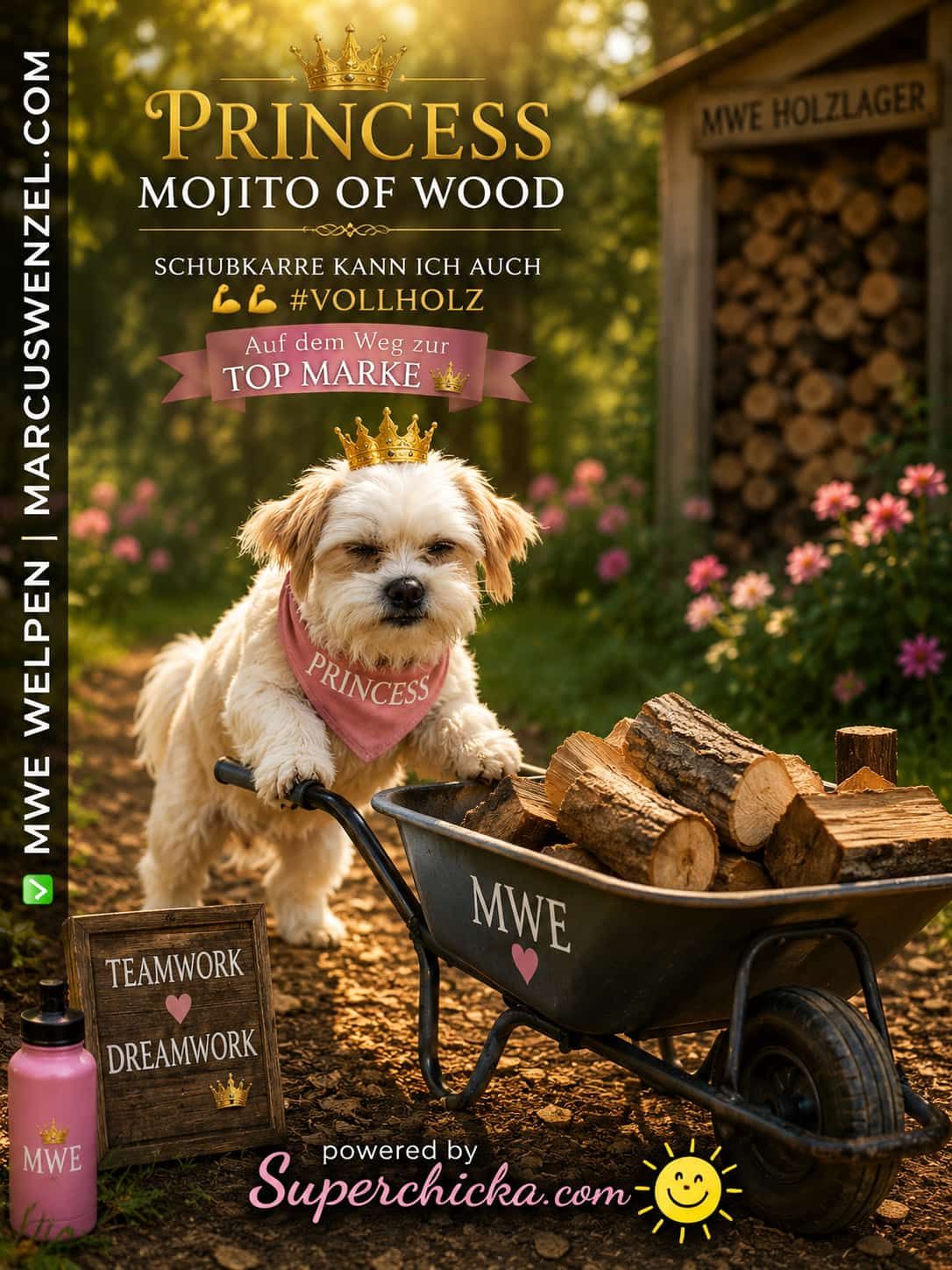 PRINCESS MOJITO OF WOOD – Schubkarre kann ich auch 💪🪵 #VOLLHOLZ 👑🐾